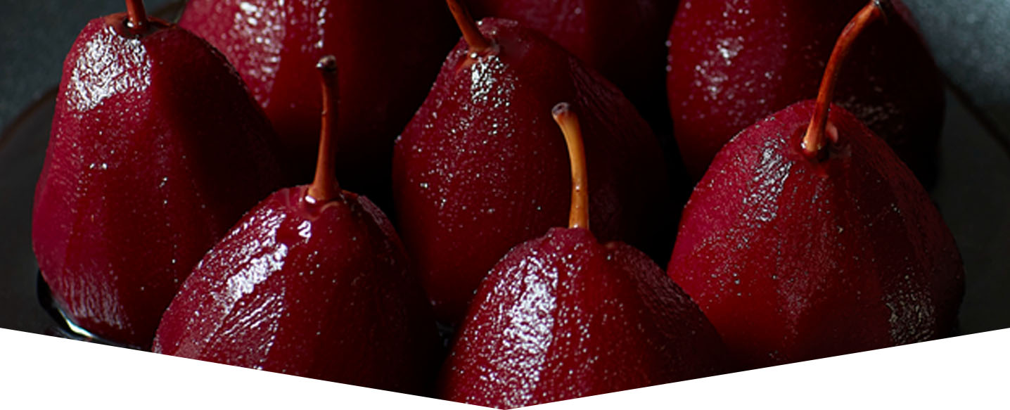 festive poached pears