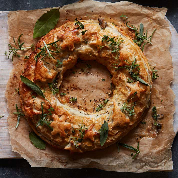 mushroom cheese wreath pie