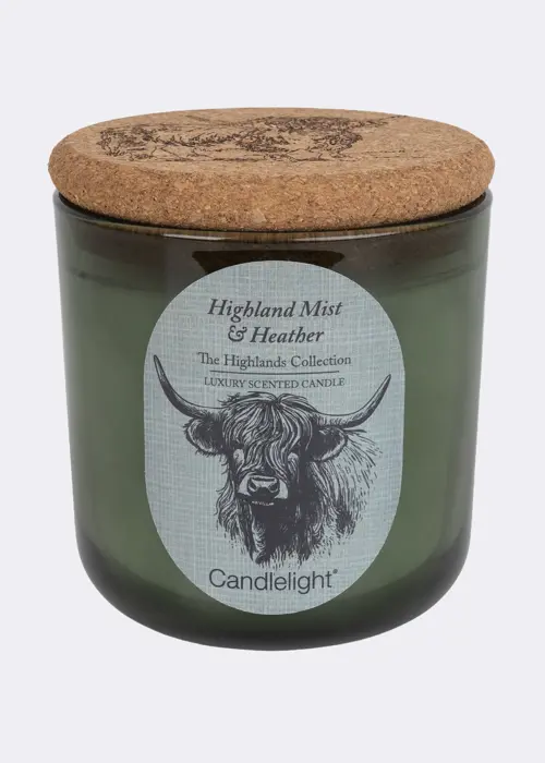 A photo of Birch & Heather Single Wick Glass Candle With Cork Lid