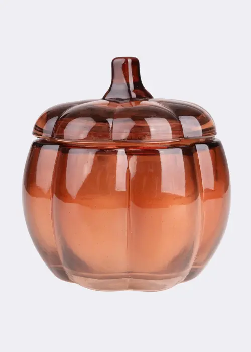 A photo of Sweet Frankincense Glass Pumpkin Lidded Candle