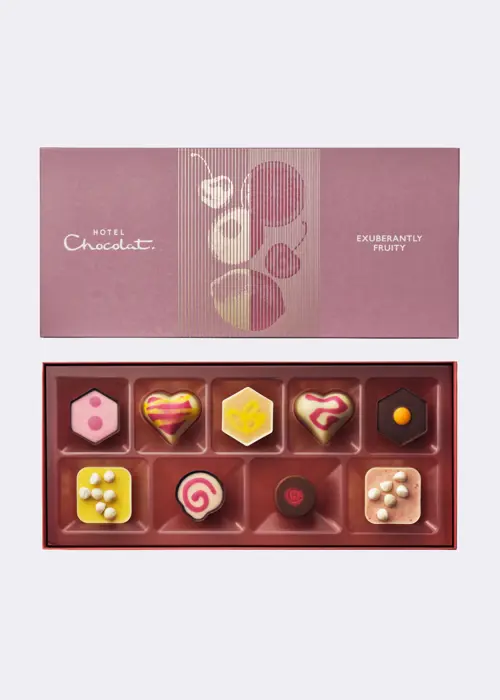 A photo of Hotel Chocolat Exuberantly Fruity Chocolate Box 9 Piece