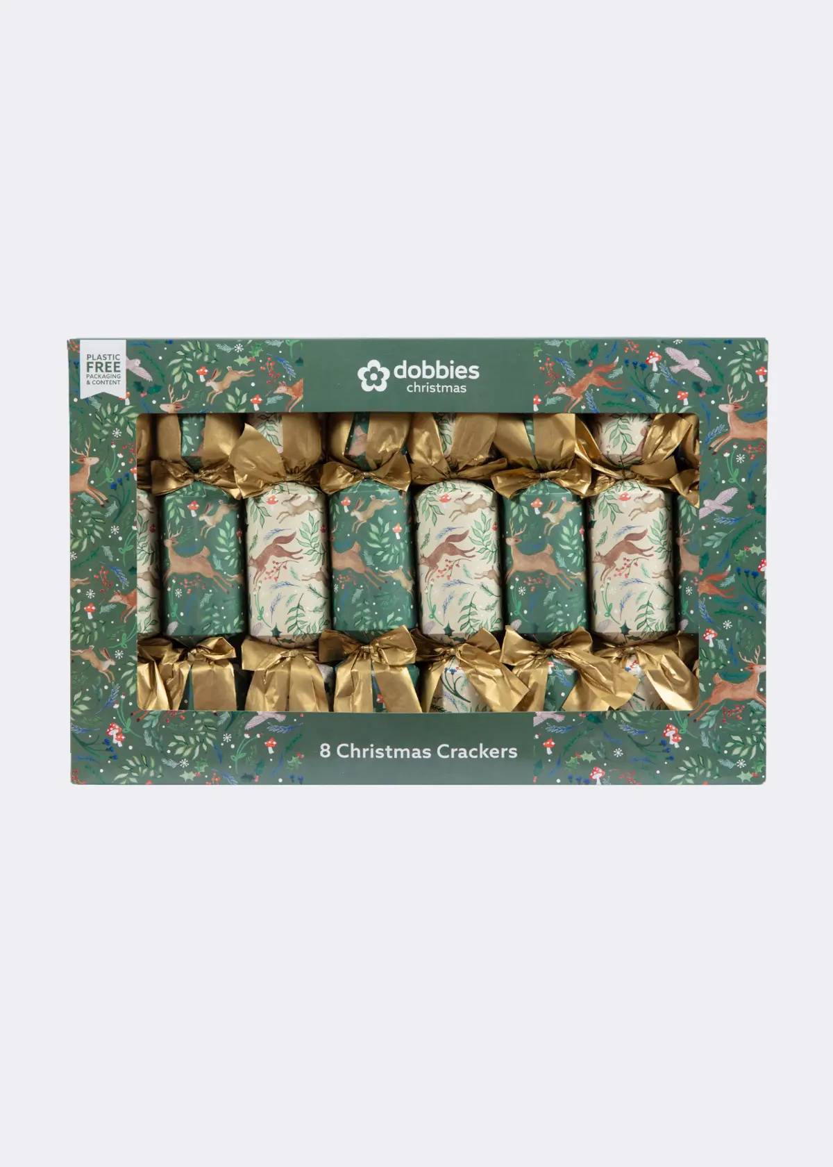 A photo of Pack of 8 Dobbies Woodland Deer Christmas Crackers