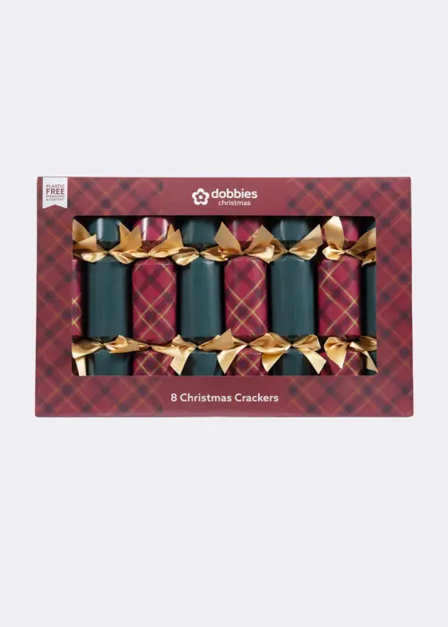 A photo of Pack of 8 Dobbies Classic Noel Tartan Christmas Crackers