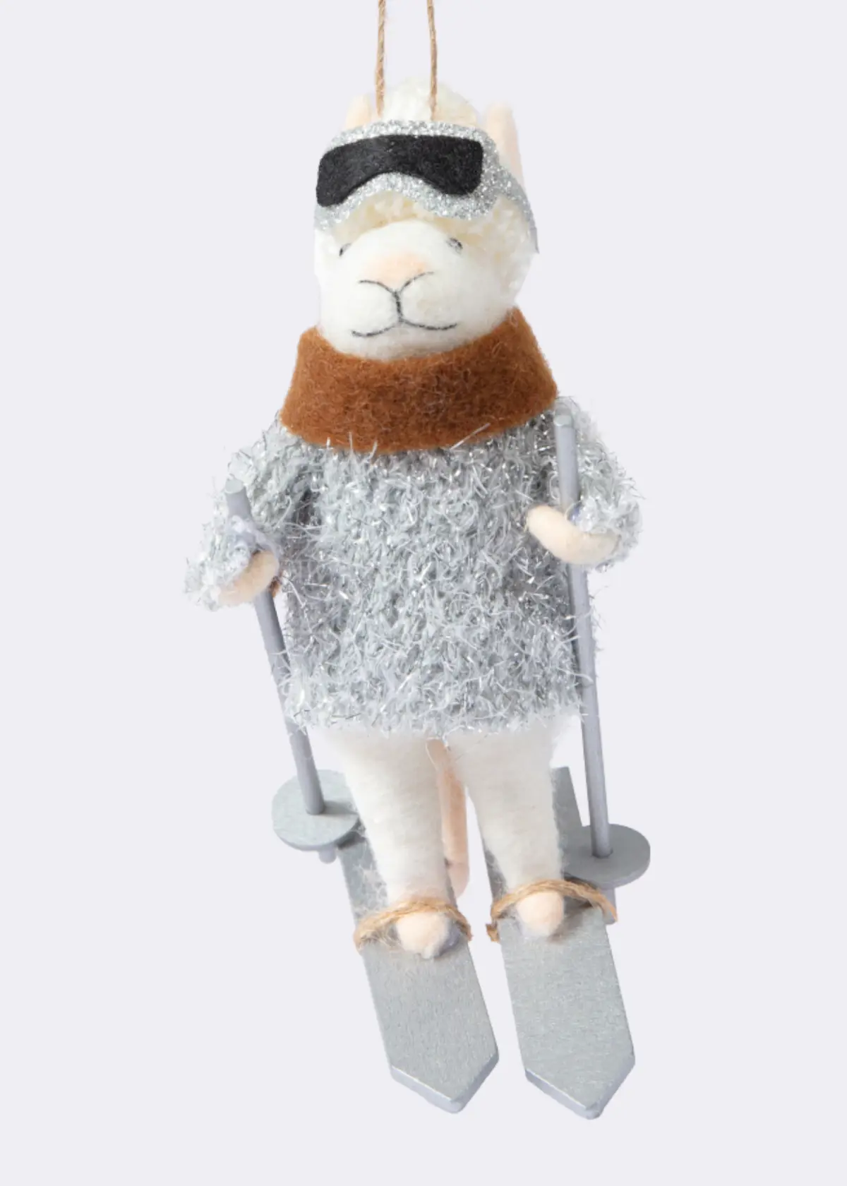 A photo of Needle Felt Skiing Mouse Hanging Decoration 12.5cm