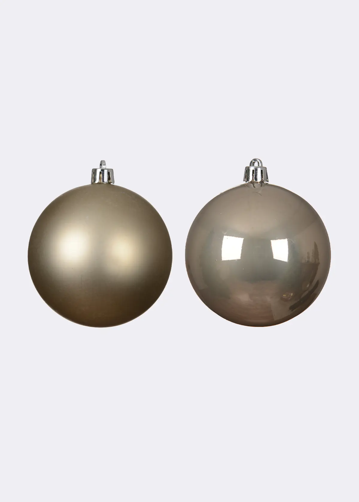 A photo of Pack of 4 Shatterproof Smokey Pearl Baubles 10cm