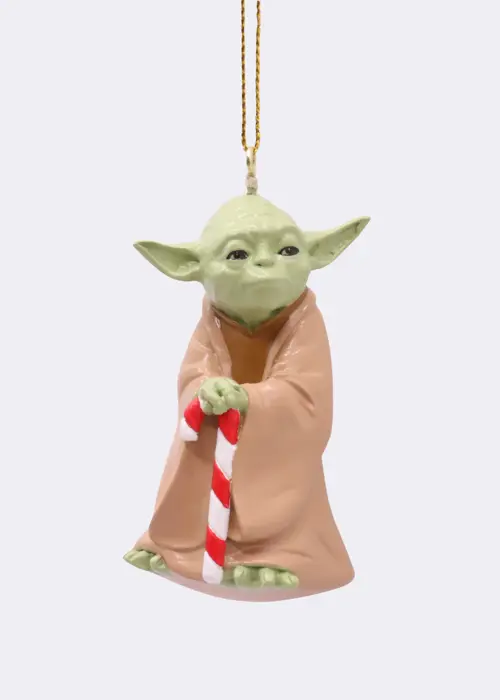 A photo of Star Wars 3D Yoda Candy Cane Hanging Ornament