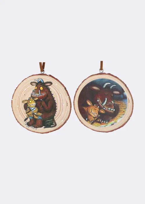 A photo of Gruffalo & Gruffalo's Child Wooden Disc Decoration 7cm