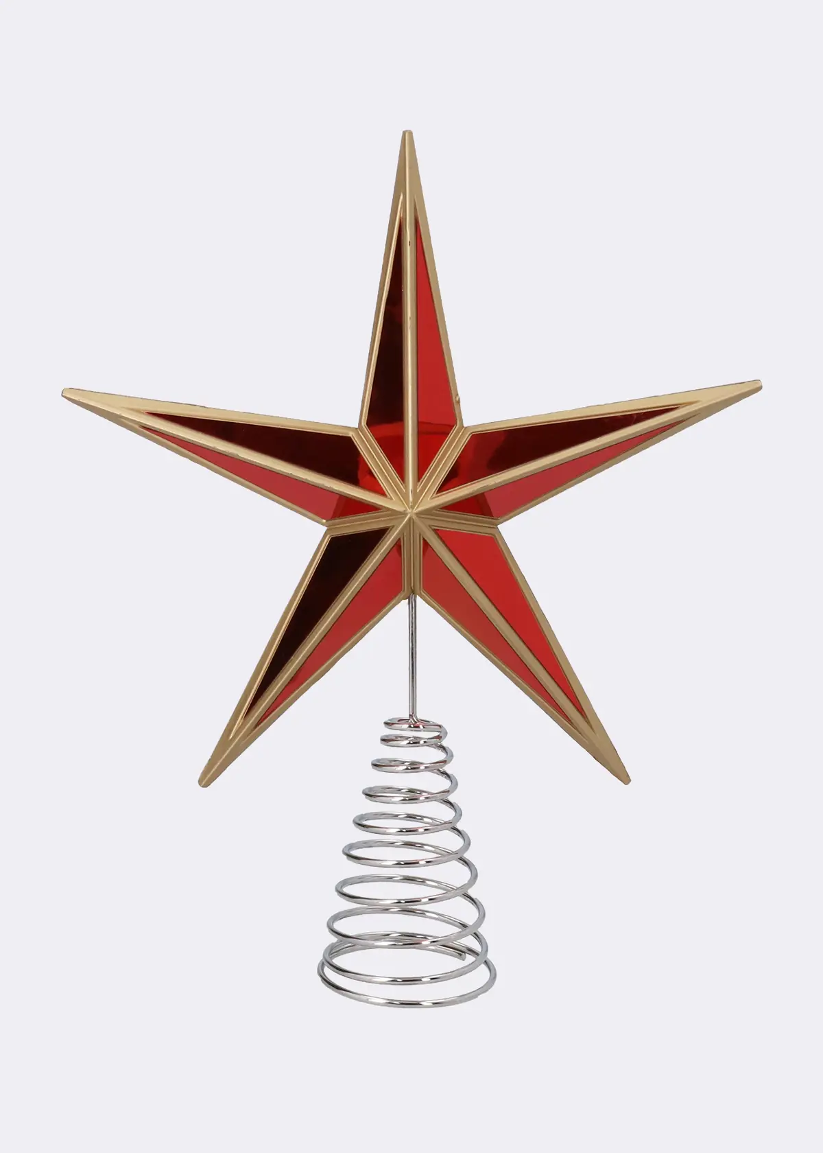 A photo of Red & Gold Acrylic Star Mirror Tree Topper 31cm