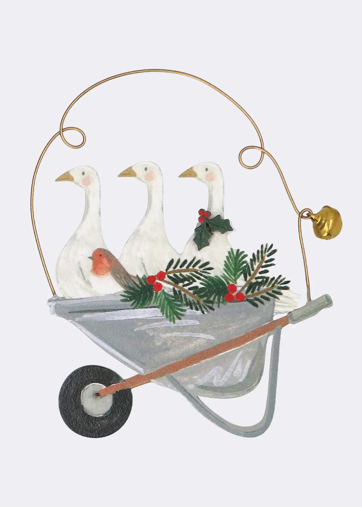 A photo of Geese In Wheelbarrow Hanging Decoration 8cm