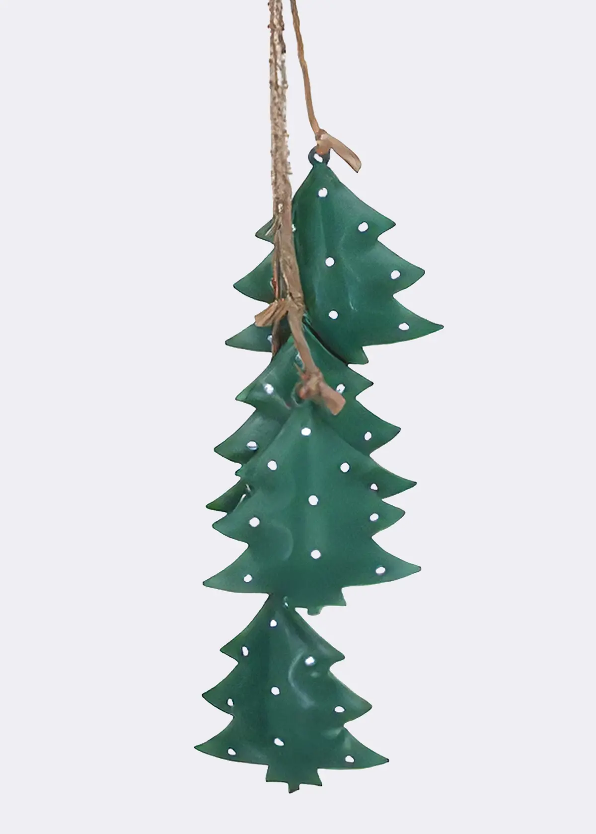 A photo of Tin Christmas Trees With Bells Hanging Decoration 27cm