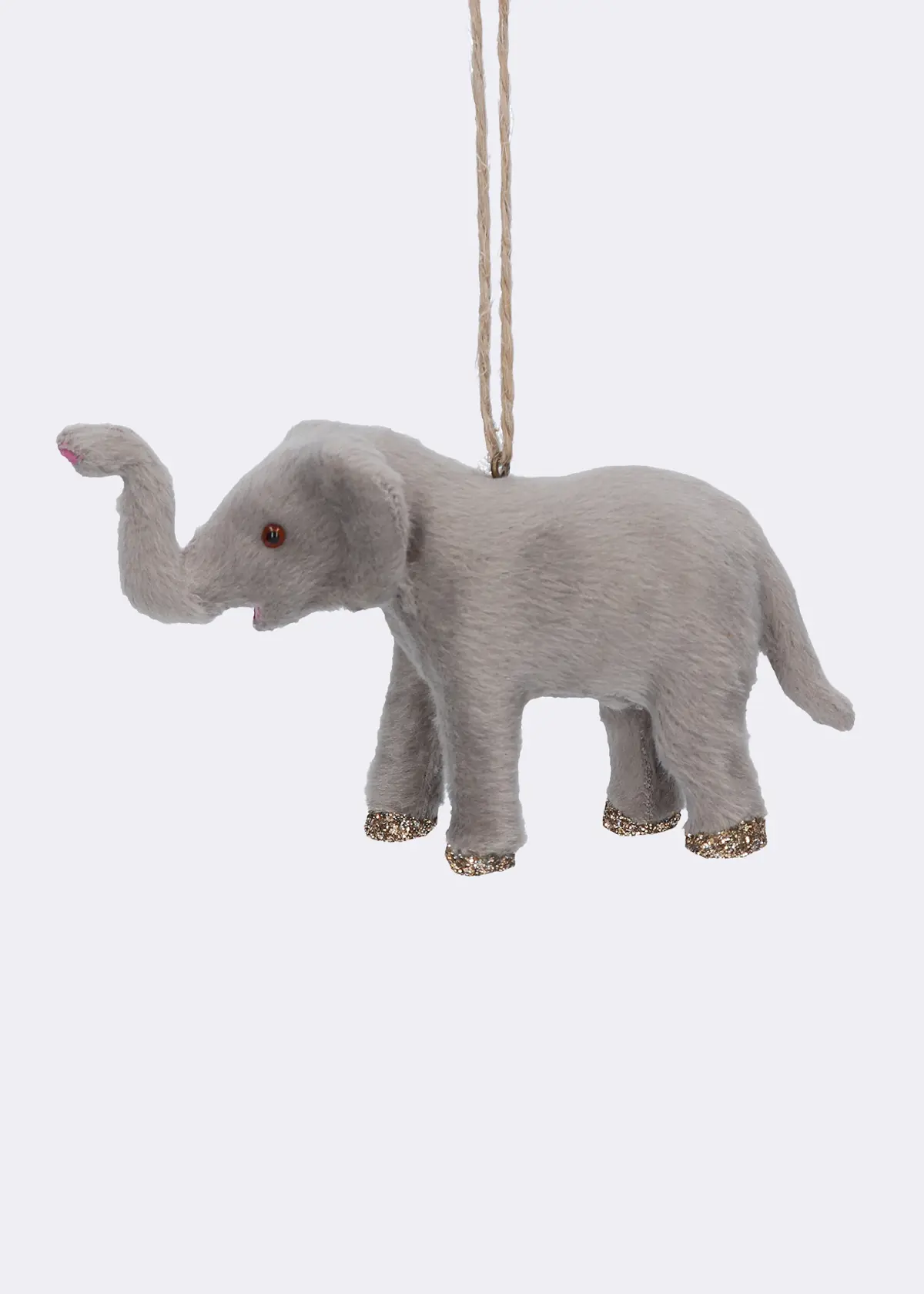 A photo of Faux Fur Elephant Hanging Decoration 8cm