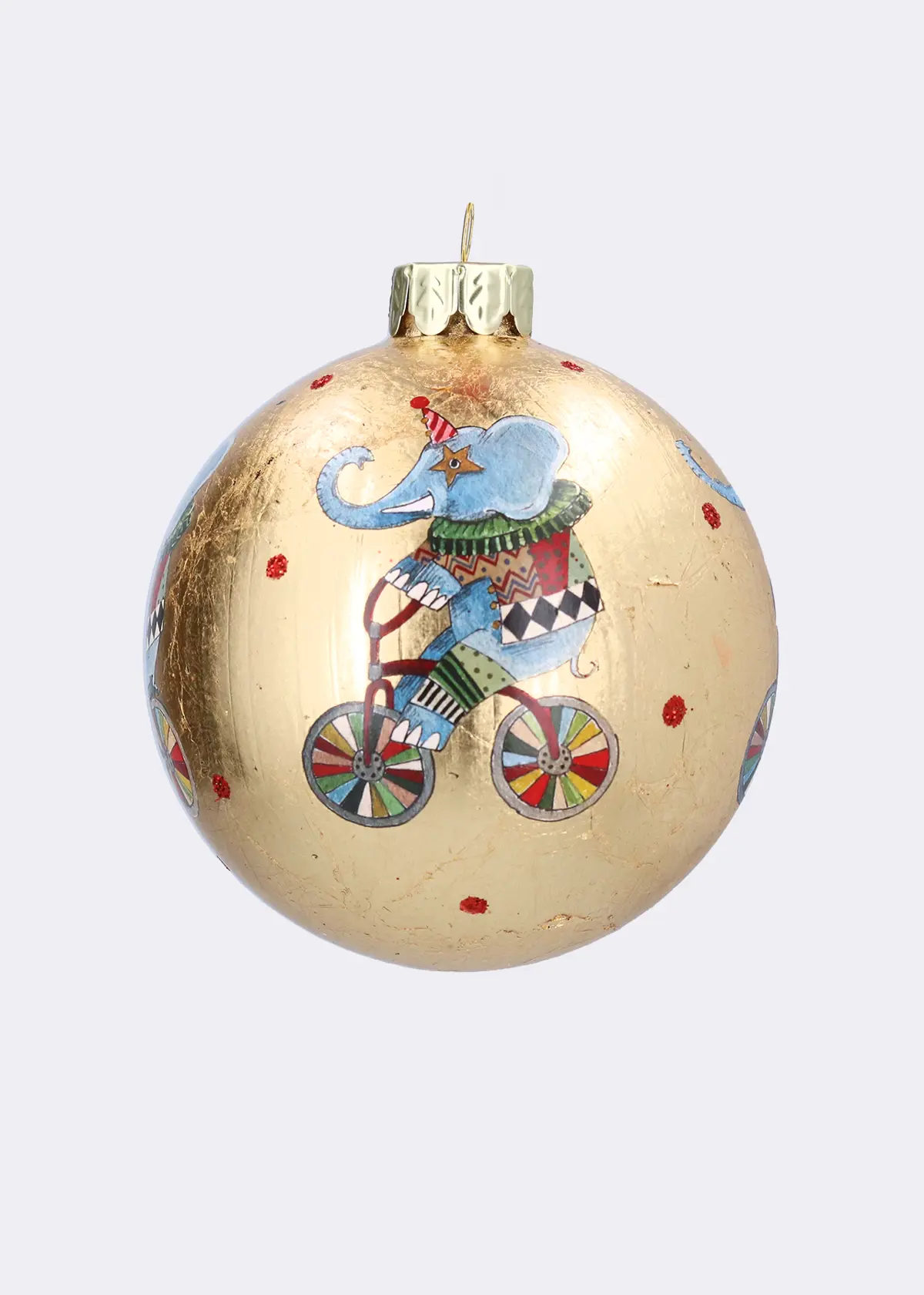 A photo of Gold Leaf Elephant Glass Bauble 8cm