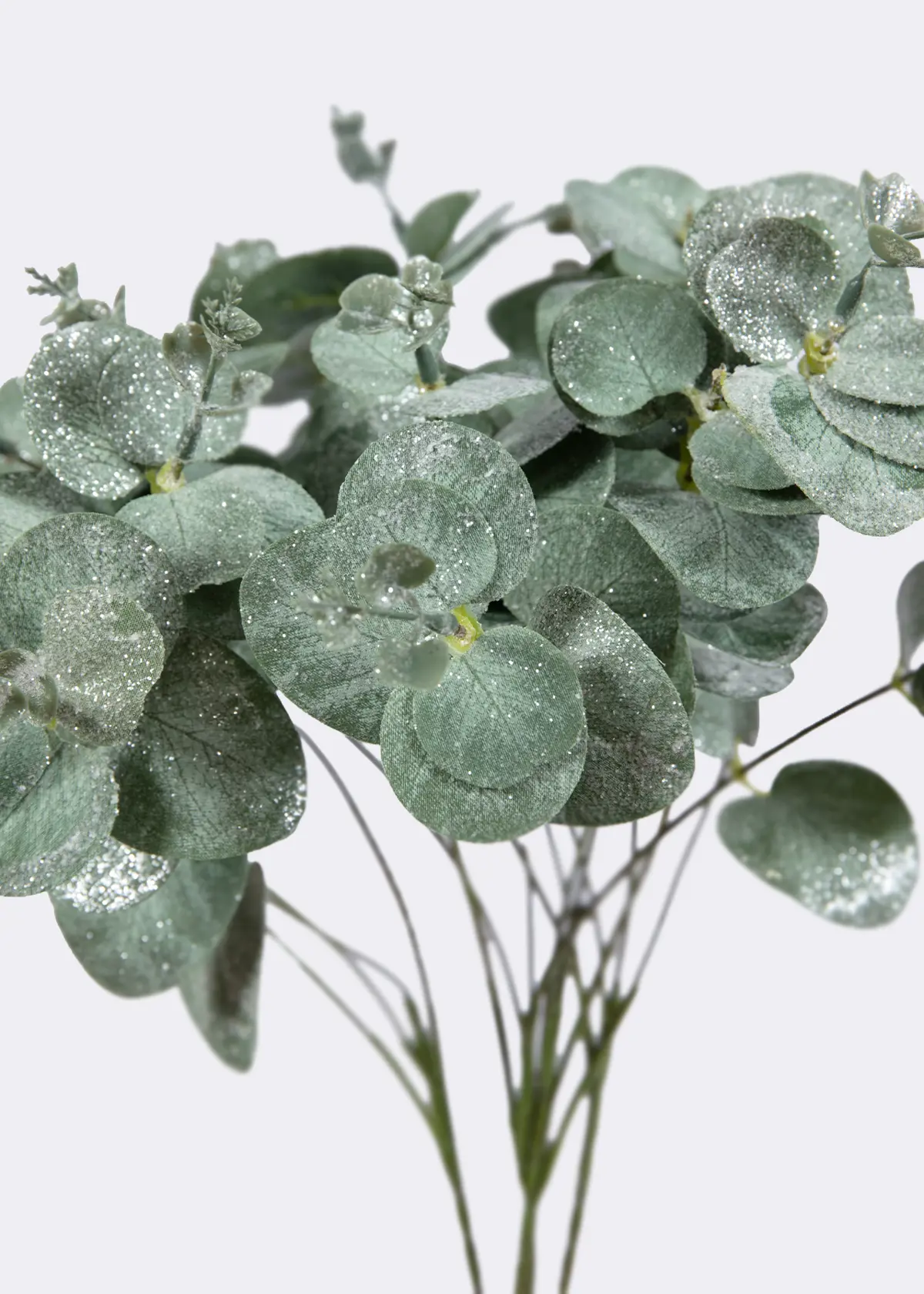 A photo of Faux Glitter Eucalyptus Bunch Stem 49cm