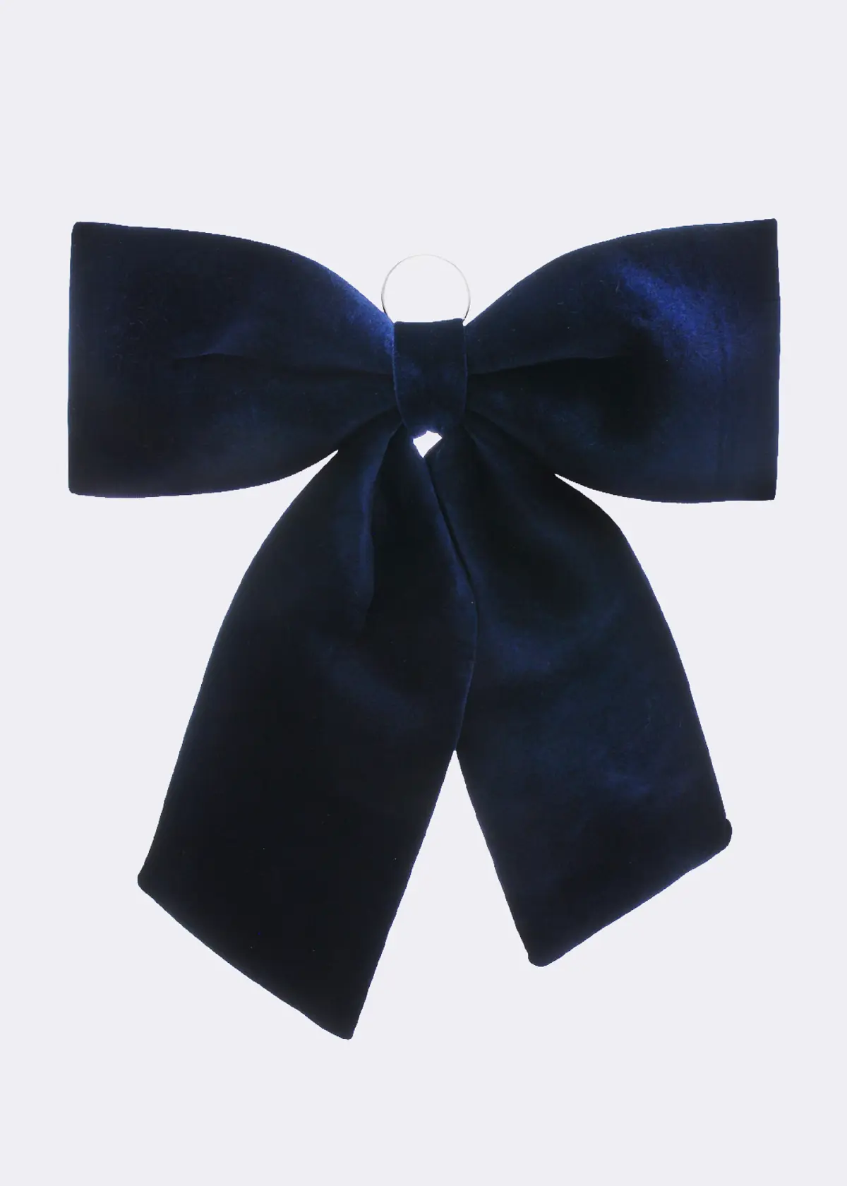 A photo of Navy Blue Bow With Silver Hanging Hoop 60cm