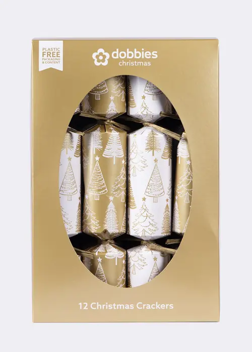 A photo of Dobbies Pack of 12 Golden Trees Crackers