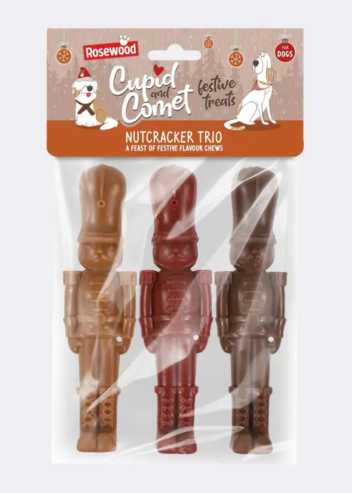 A photo of Nutcracker Trio Festive Chews For Dogs 135g