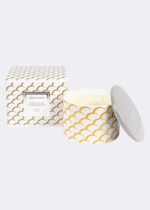 A photo of White Tea & Pomegranate Large Ceramic Candle