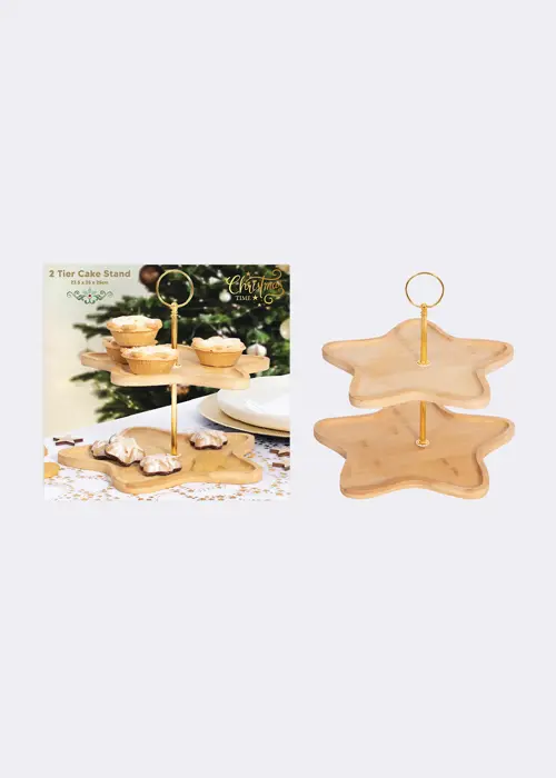A photo of 2-Tier Star Shaped Wooden Cake Stand