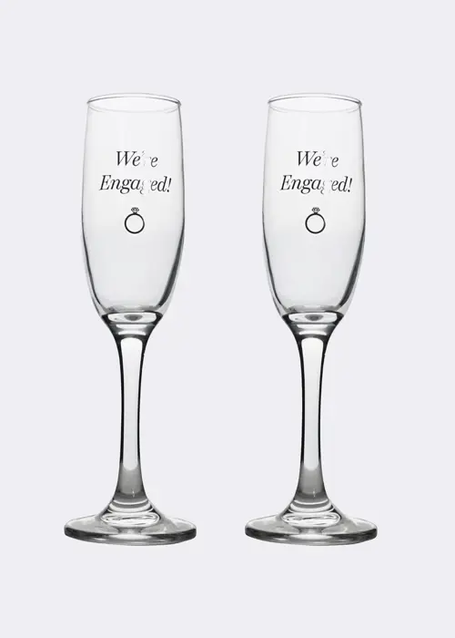 A photo of Set of 2 Amore "Engaged" Champagne Flutes