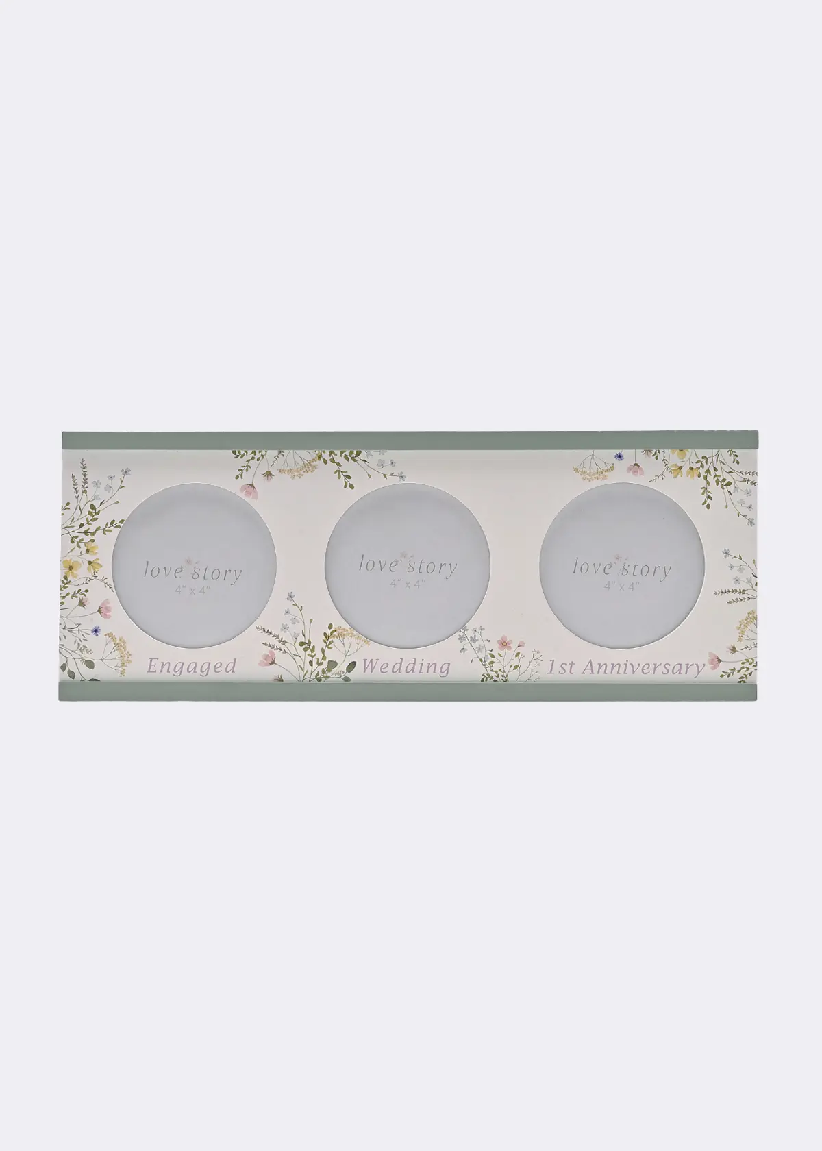 A photo of Love Story Wildflower Triple Photo Frame