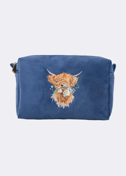 A photo of Daisy Coo Highland Cow Embroidered Accessory Case