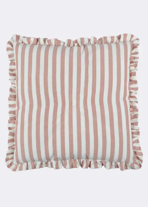 Frill Stripe Seat Pad 40x40cm Pink