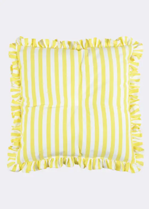 Frill Stripe Seat Pad 40x40cm Yellow