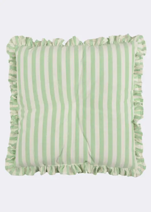 Frill Stripe Seat Pad 40x40cm Green