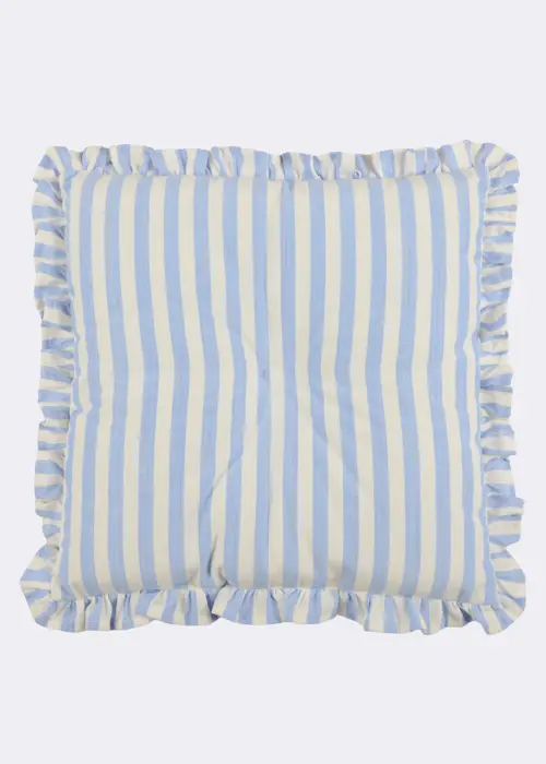 Frill Stripe Seat Pad 40x40cm Blue