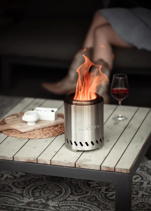 A photo of RedFire Volcano Pellet Tabletop Fire Pit Medium Stainless St