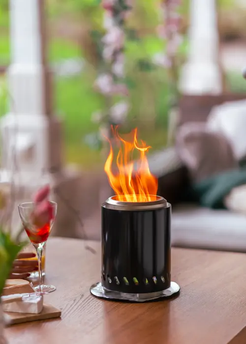 A photo of RedFire Volcano Pellet Tabletop Fire Pit Medium Black