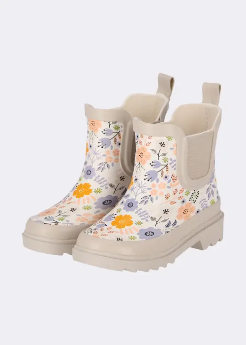 XQ Kids Floral Chelsea Boot Rubber Wellies 25-36
