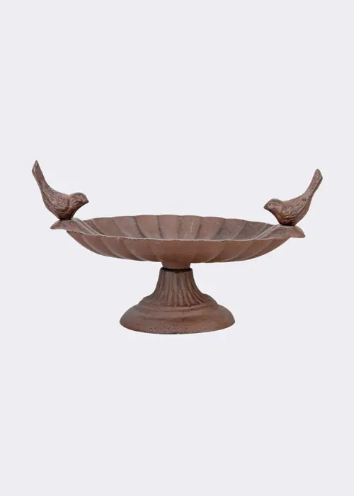A photo of Cast Iron Bird Bath With 2 Bird Decorations
