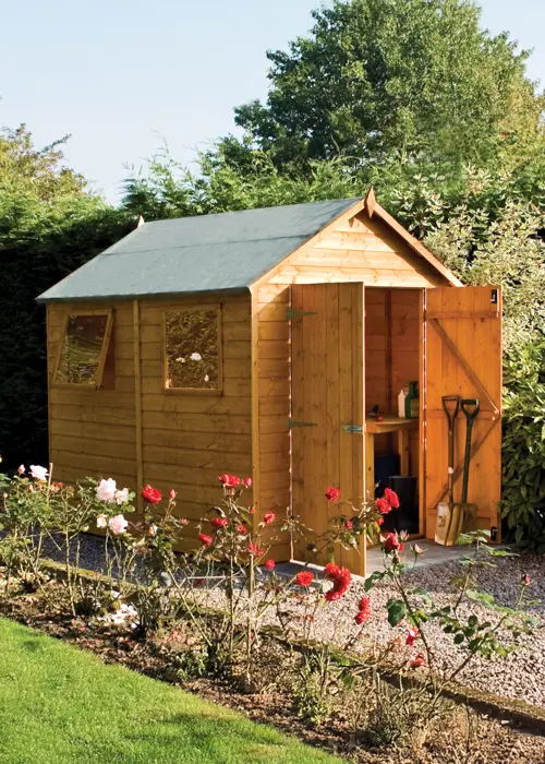 Premier Range 8x6 Shed In Honey Brown Shiplap Wood