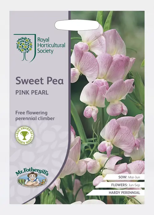 A photo of RHS Sweet Pea Pink Pearl Seeds