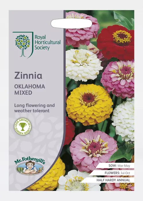 A photo of Rhs Zinnia Oklahoma Mix Seeds