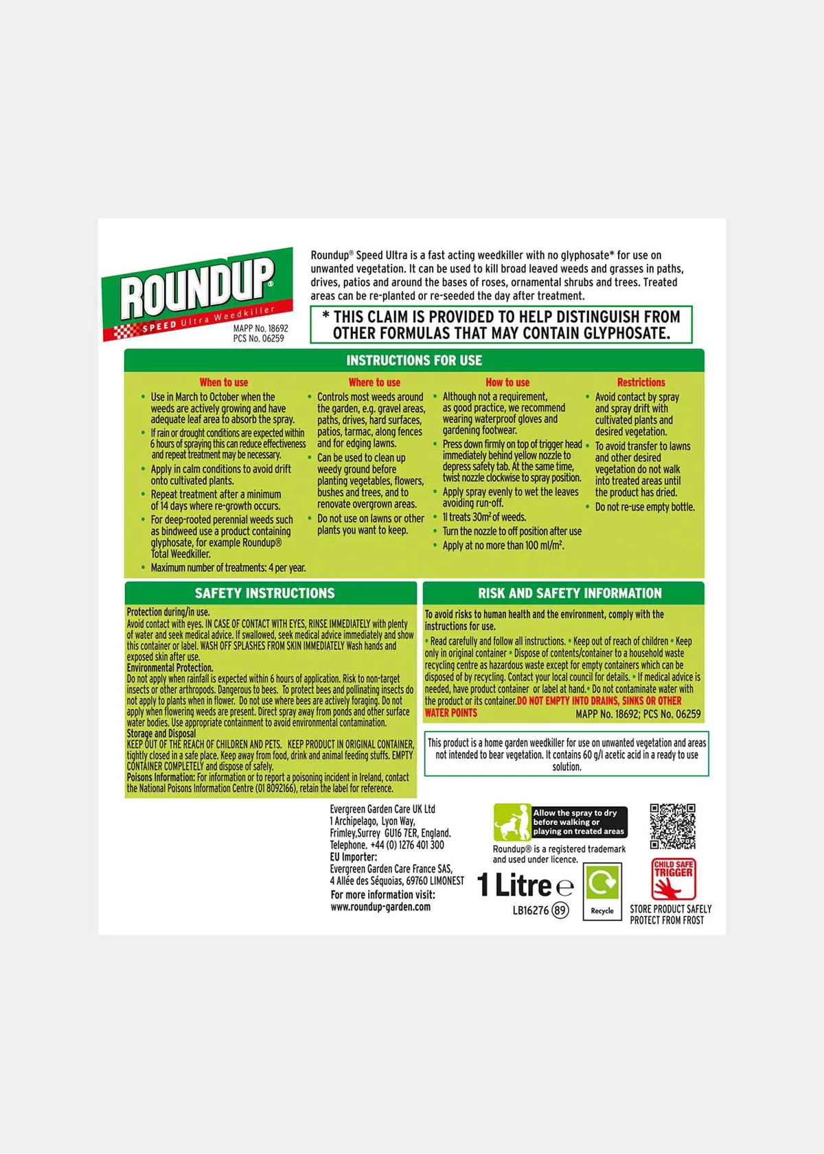 A photo of Roundup Speed Ultra Weedkiller 1L