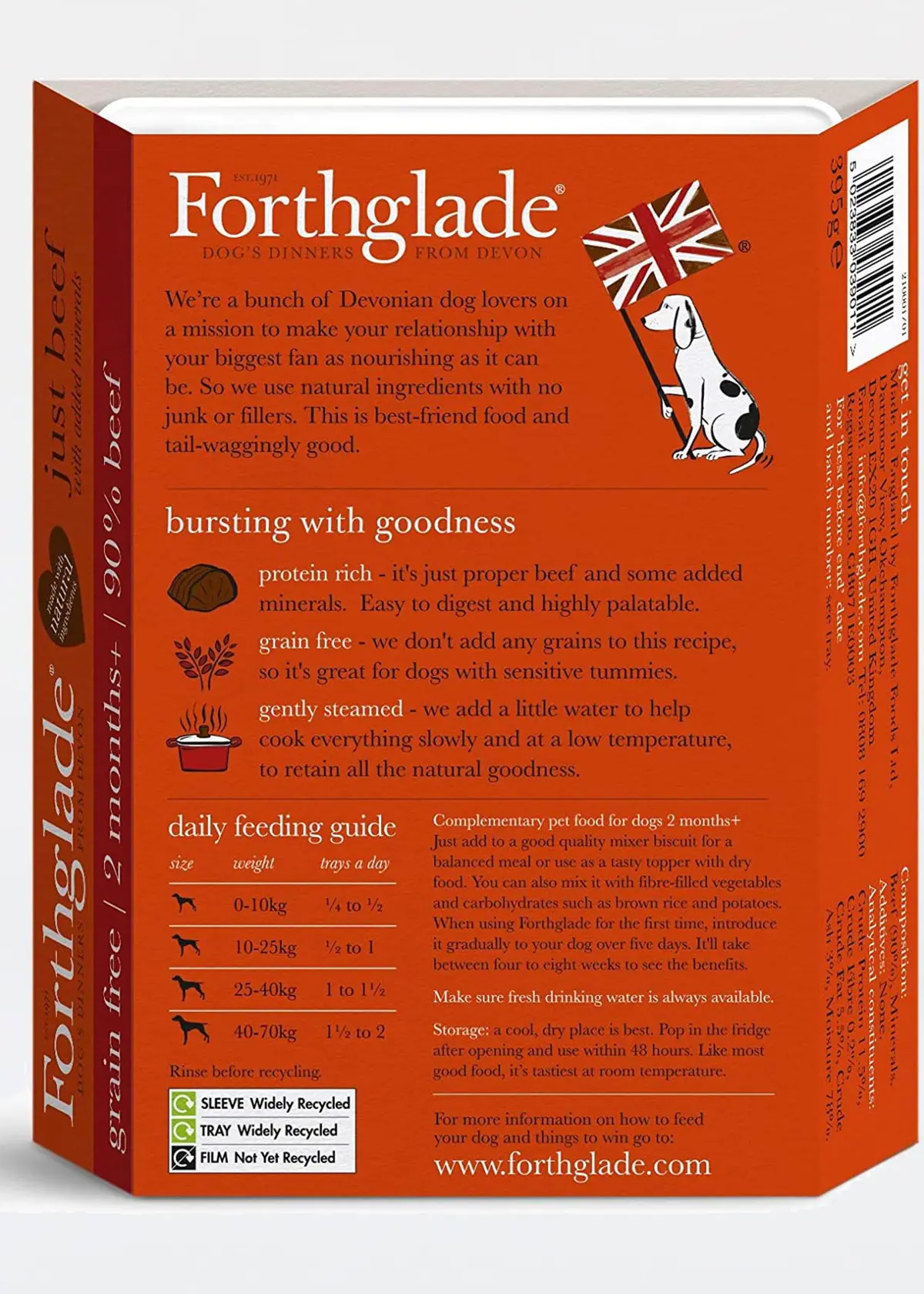 A photo of Forthglade Just Beef (Grain Free) 395g