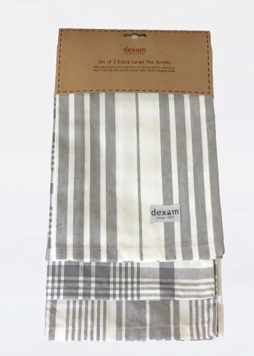 Set Of 3 Love Colour XL Tea Towels Slate Grey