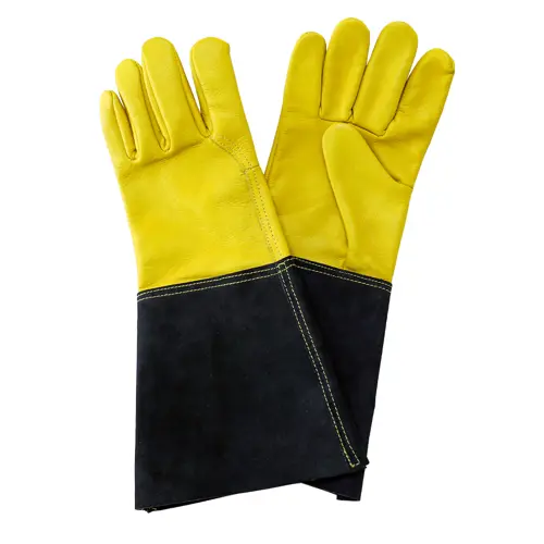A photo of Men's Luxury Leather Gauntlet Gardening Gloves Large