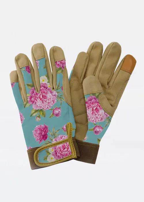 A photo of Premium Comfort Gardening Gloves Medium Peony Aqua