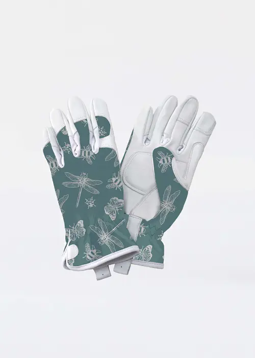 Premium Leather Gardening Gloves Medium Green