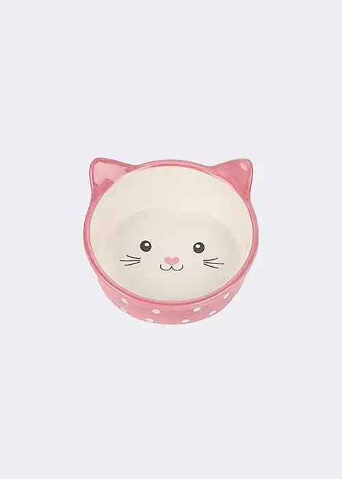 Happy Pet Polka Cat Bowl Pink
