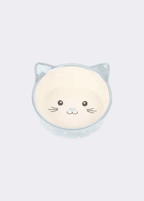 Happy Pet Polka Cat Bowl Blue