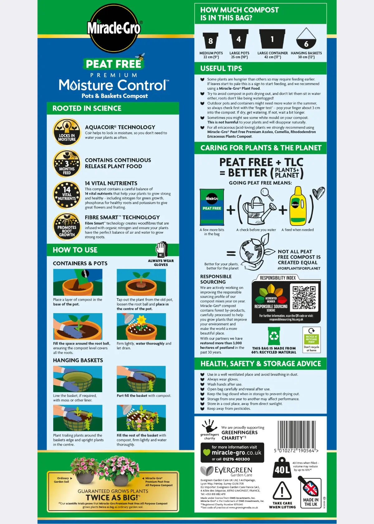 A photo of 40L Miracle-Gro Moisture Control Compost
