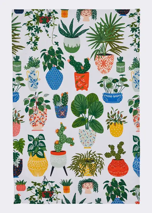 A photo of Pot Plants Cotton Tea Towel