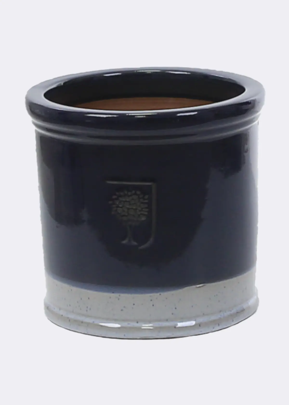 A photo of Rhs Bridge Cylinder Pot 30cm Blue