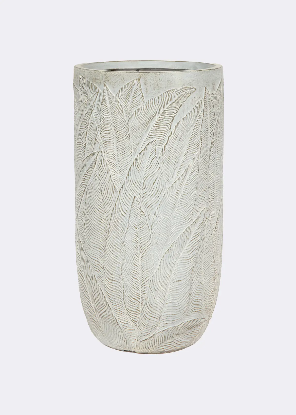 A photo of Leaf Print Tall Outdoor Pot 44cm