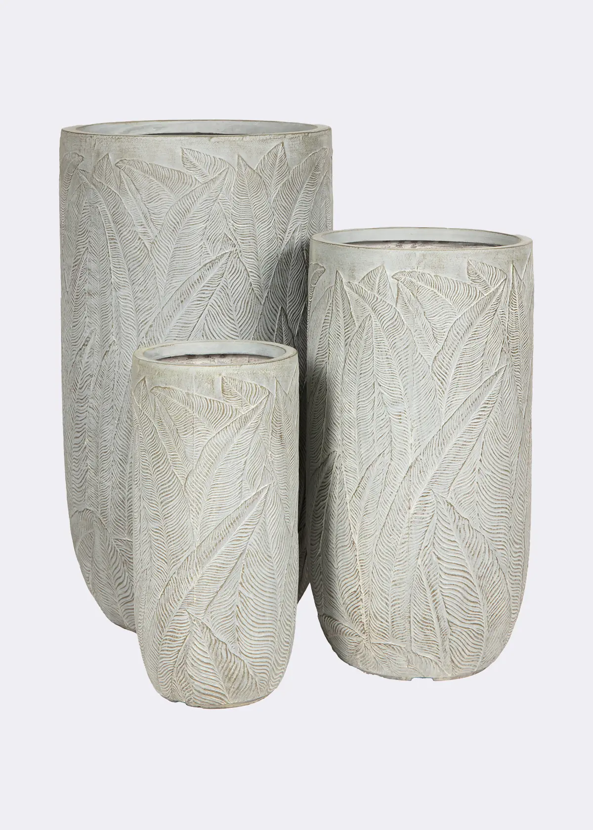 A photo of Leaf Print Tall Outdoor Pot 44cm
