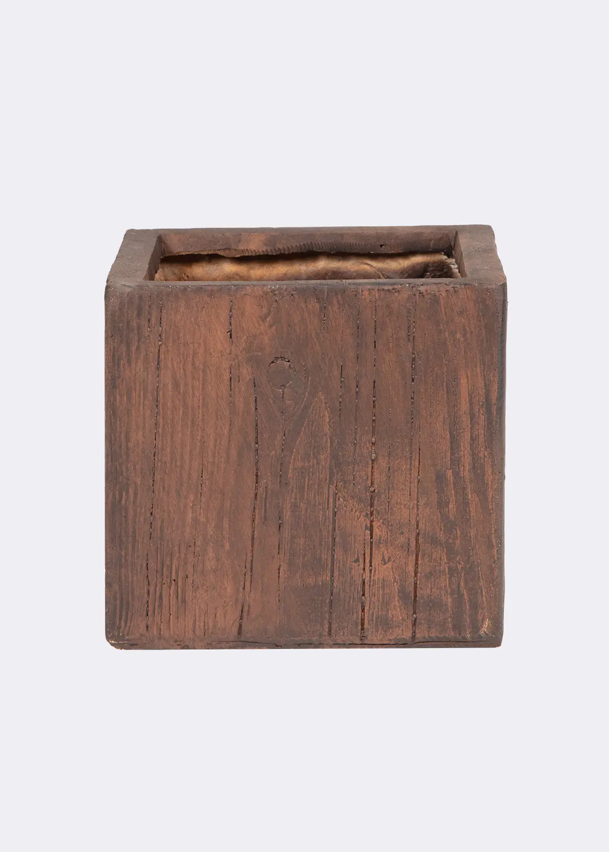 A photo of Wood Effect Square Outdoor Pot 24cm